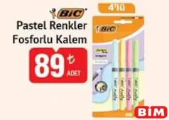 BİC PASTEL RENKLER FOSFORLU KALEM 4'LÜ fiyat ve kampanya bilgisi